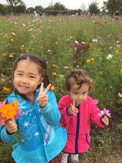 Shinobu und Yurika am Blumenflücken